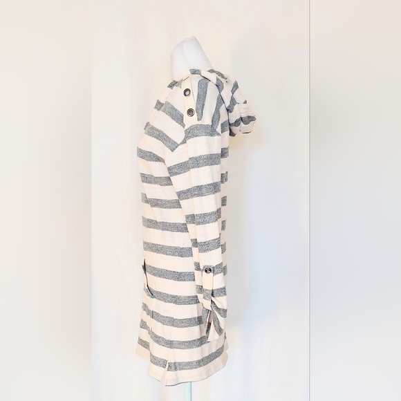 Blue Curl Beachwear Size Small Hooded Swimsuit Cover Up Gray & Beige Stripes - Picture 2 of 6